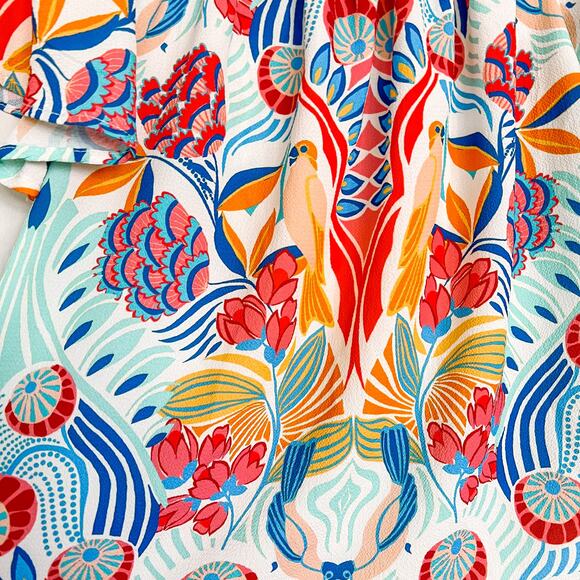 Flying Tomato Floral and Bird Off the Shoulder Top Small - Picture 2 of 5